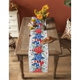 thumbnail image 5 of Table Runner Dresser Scarves 108 Inch Long,Independence Day Red Blue Star Poppy Linen Dining Table Runners Flower Green Leaves on Plaid Tabletop Scarf for Wedding Holiday Party Kitchen, 5 of 9