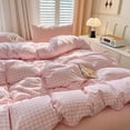 thumbnail image 3 of Pink Striped Duvet Cover Queen Size White Stripe Duvet Cover Dorm Bedding Set 3 Pieces Soft Lightweight Washed Microfiber Farmhouse Bedding Set Gifts for Women Men, 3 of 8