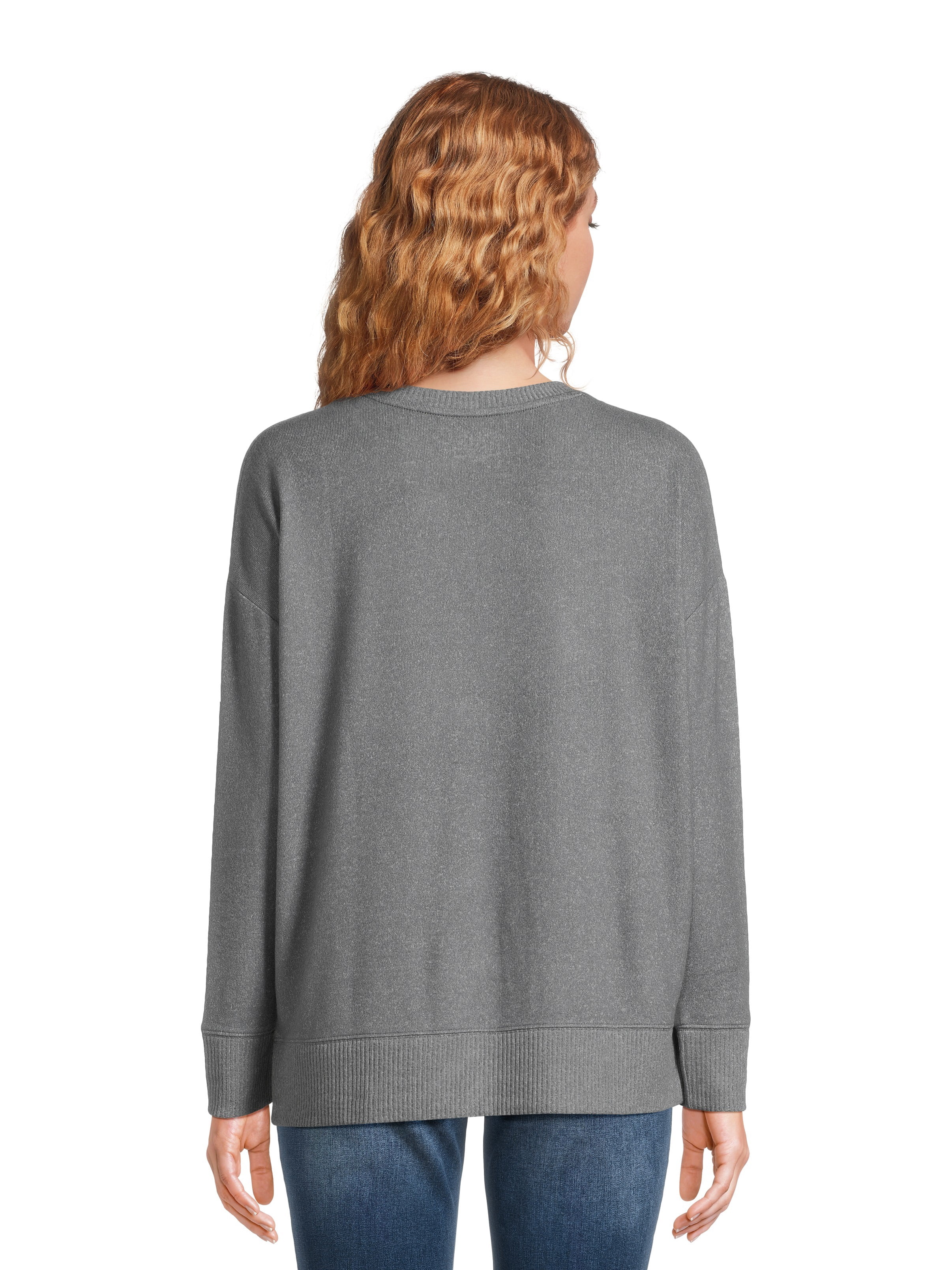 Time and Tru Women's Hacci Knit Pullover with Long-Sleeves, Single and 2-Pack, Sizes XS - XXL