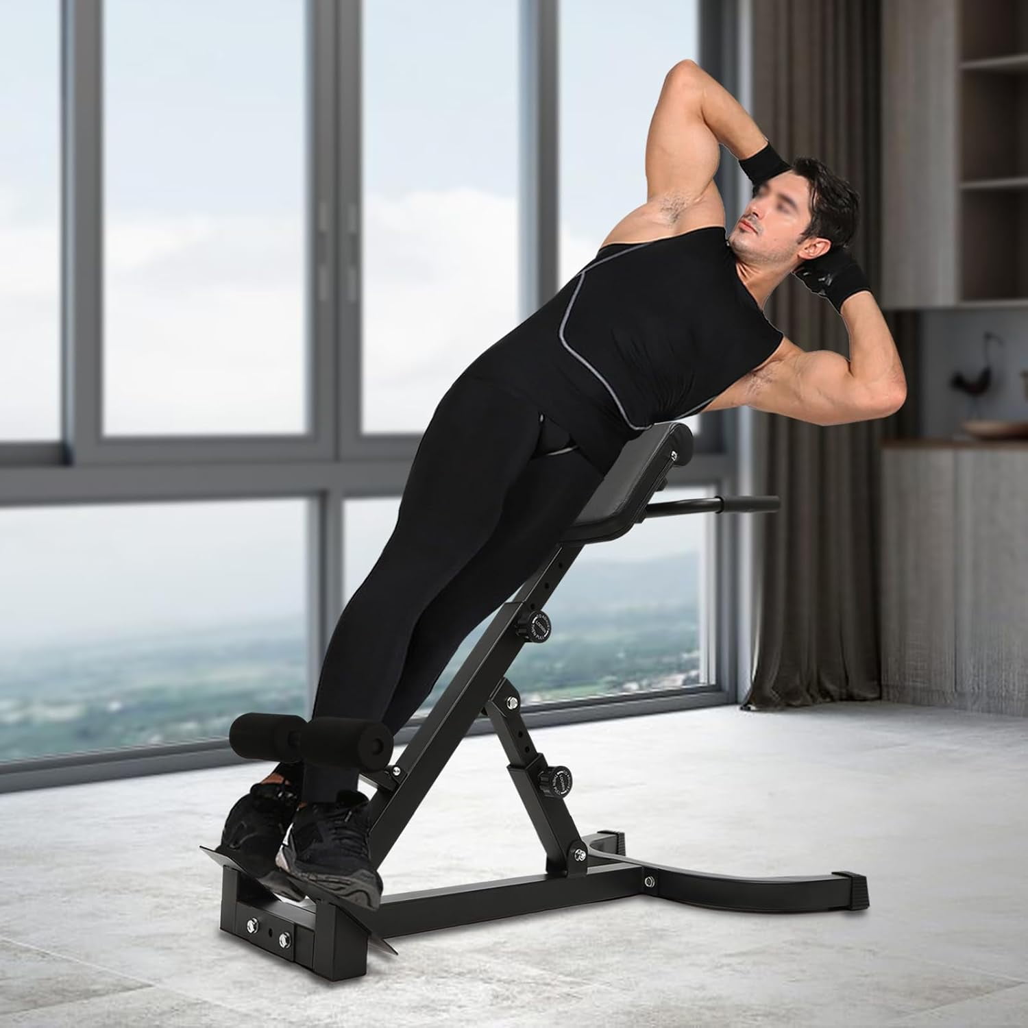 Roman Chair Back Extension Machine, Foldable 5 Position Sit up, Hyperextension Back Strength Exercise Bench 330 lbs, Muscles Exercise Equipment for Home Workout Gym Fitness Equipment