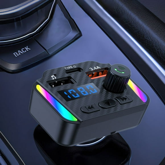 Ganfancp Car Mp3 Seven Colours Ambient Light Car Bluetooth Hands- AUX Audio Input Car FM Player Flash Deals