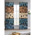 thumbnail image 2 of Navy Blue Brown Sheer Curtains 84 Inch Length 2 Panels Set for Living Room/Bedroom, Rustic Farmhouse Dog Paw Vintage Kitchen Curtains Grommet Semi-Sheer Curtains Drapes Window Treatments 42"x84"x2, 2 of 7