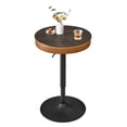 thumbnail image 1 of VASAGLE Collection EKHO - Table de Bar Réglable en Hauteur, Table de Pub Ronde avec Rangement, Cuir Synthétique avec Coutures, Style Mid-Century Modern, Cuisine Bar Salon, Brun Cendré et Caramel Brun, 1 of 6