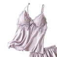 thumbnail image 6 of Sleepwear Sets for Women Lace Cami Tops with Removerable Pad Matching Short Silky Lounge Pajama Set Purple L, 6 of 6