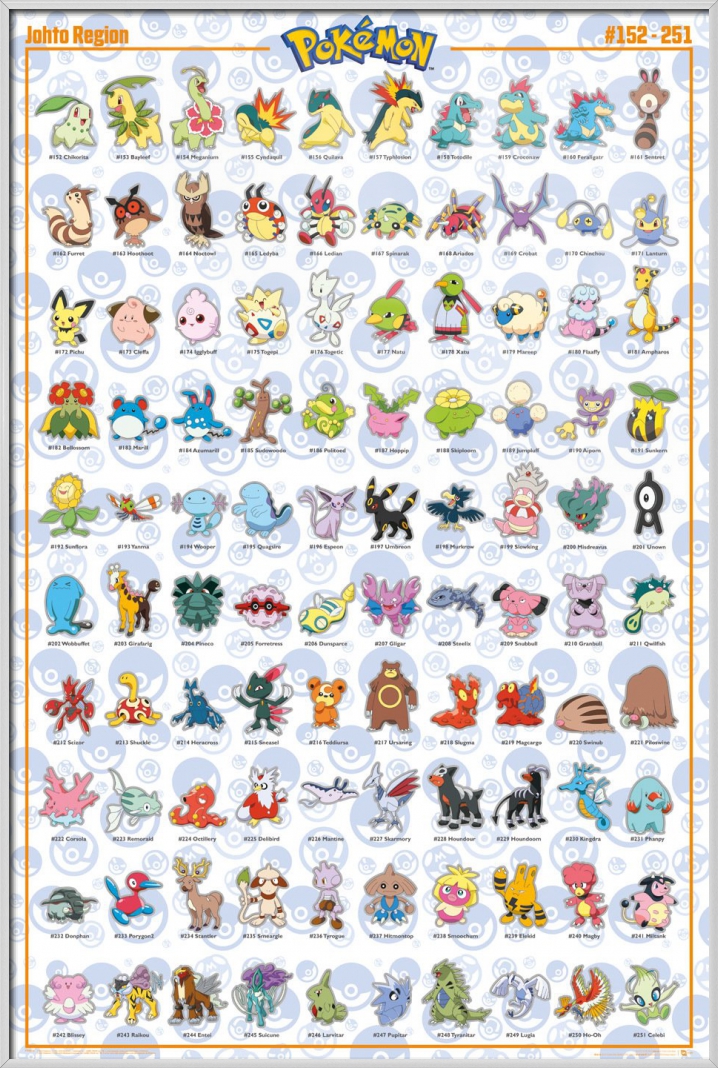 Pokemon Framed Tv Gaming Poster 100 Johto Region Pokemon Size 24 X 36 Shiny White Colored Aluminum Frame Walmart Com Pokemon Framed Tv Gaming Poster 100 Johto Region Pokemon Size 24 X 36 Shiny White Colored Aluminum Frame Walmart Com