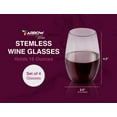 thumbnail image 3 of Arrow 16 oz Stemless Plastic Wine Glasses, Set of 4 , Clear, 3 of 9