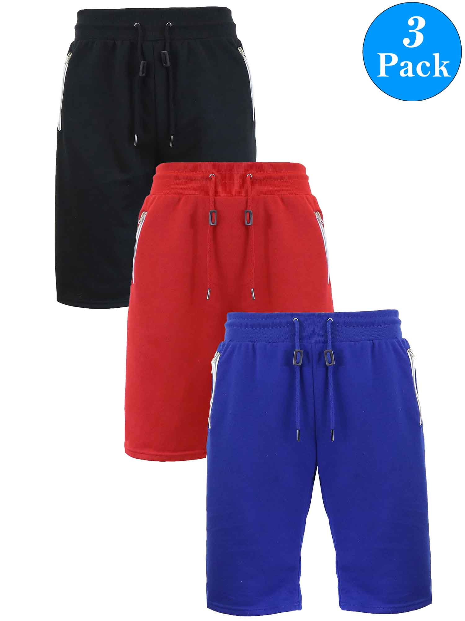 Men's Marled or Solid French Terry Shorts with Zipper Pockets (3Pack