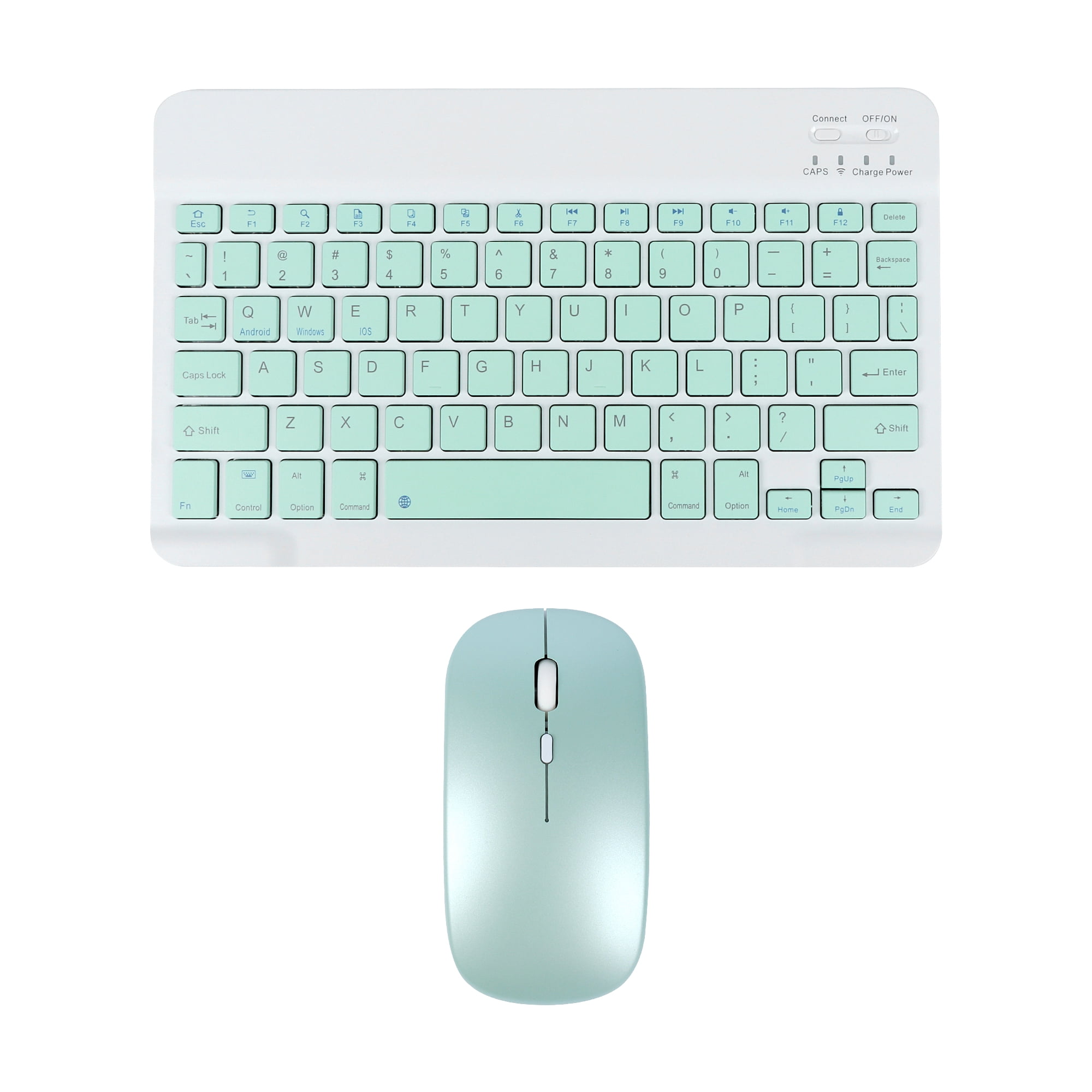 PloutoRich 10 inch Wireless Keyboard and Mouse Combos, Mini Ultra-Slim 78 Keys Tablet Keyboard, Portable Rechargeable Bluetooth Keyboard for Mac Windows Devices