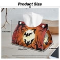 thumbnail image 7 of COEQINE PU Leather Tissue Holder Dispenser Rectangular Facial Tissue Holder Decorative Accessories for Office Desk Vanity Countertop Nightstand, Halloween Bat Moon Dead Branch Orange, 7 of 7