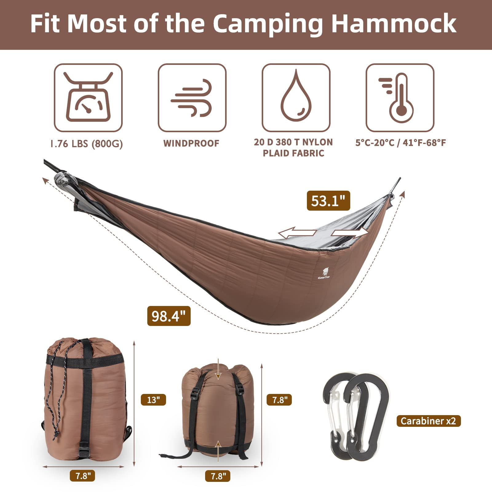 GEERTOP Portable Hammock Quilt for Camp Lightweight Full Length 4 Seasons Warm Single Double Hammock Underquilt for Outdoor Camping Hiking Backpacking Travel Beach Backyard Patio