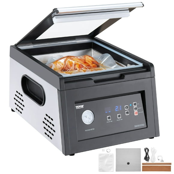 VEVOR Chamber Vacuum Sealer, 380W Vacuum Pump Power, Sealing Bag Packing Machine for Wet Foods, Meat, Compact Design with 11.5 in Sealing Length, Ideal Commercial Sealer