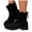 Black, variant on Leopard Mid Calf Boots for Women With Back Zipper Fashion Casual Platform Chunky Low Heel Short Ankle Booties