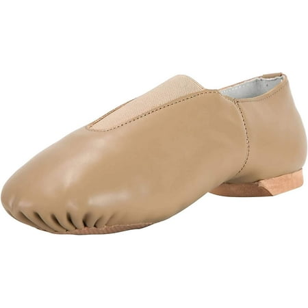 

Women s Leather Upper Jazz Shoe Slip-on with Elastic Top Piece