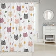 thumbnail image 2 of Manfei Cute Flower Cat Shower Curtain 72Wx84L, Cartoon Pet Animal Bathroom Shower Curtain, White, 2 of 5