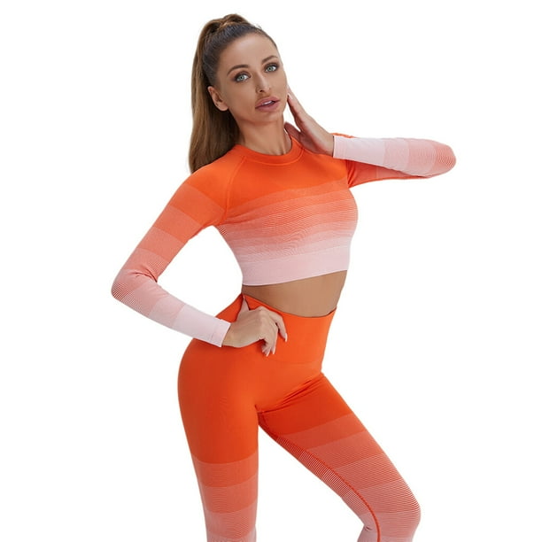 enqiretly Home Women Polyester Yoga Pants Girls Breathable Soft High Waist Trousers Ladies Hip Lifting Sportswear Jogging Clothing Orange M Walmart