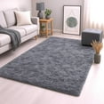 thumbnail image 4 of IR Imperial Rooms Solid Collection Shaggy 4x4Ft Round Rug for Living Room Fluffy Rug Grey, 4 of 12