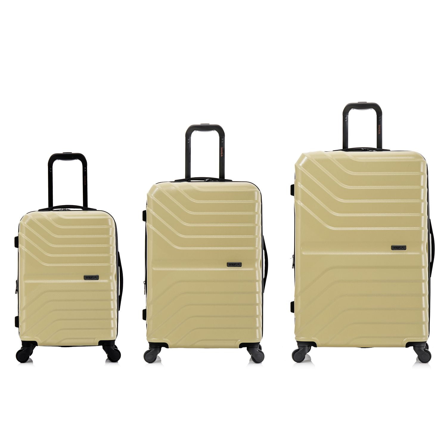 InUSA AURUM 3-Piece Hardside Luggage Sets with Spinner Wheels, Handle and Trolley, (20"/24"/28"), Champagne