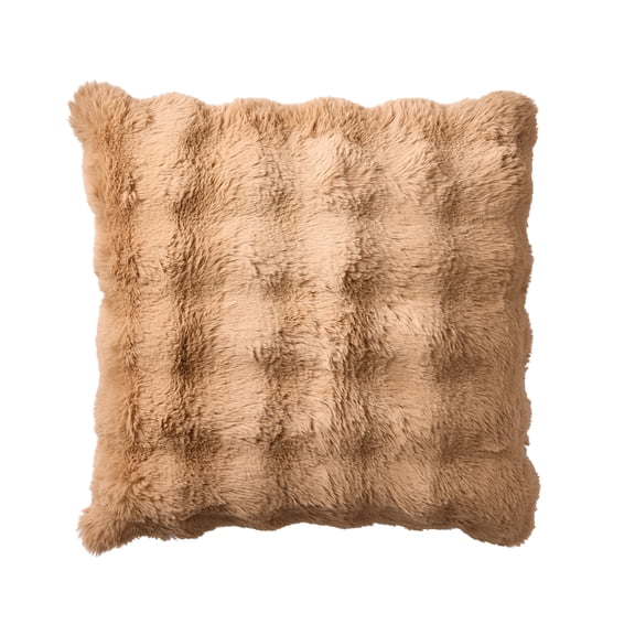 BHG 22"X22" BUBBLE FUR DECORATIVE THROW PILLOW COVER- DARK CARAMEL