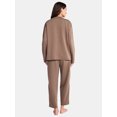 thumbnail image 2 of Lissome Women’s Luxe Scubaknit Long Sleeve Drop Shoulder Top and barrel leg pant Lounge Set, 2-piece Set , Sizes S-3X, 2 of 4