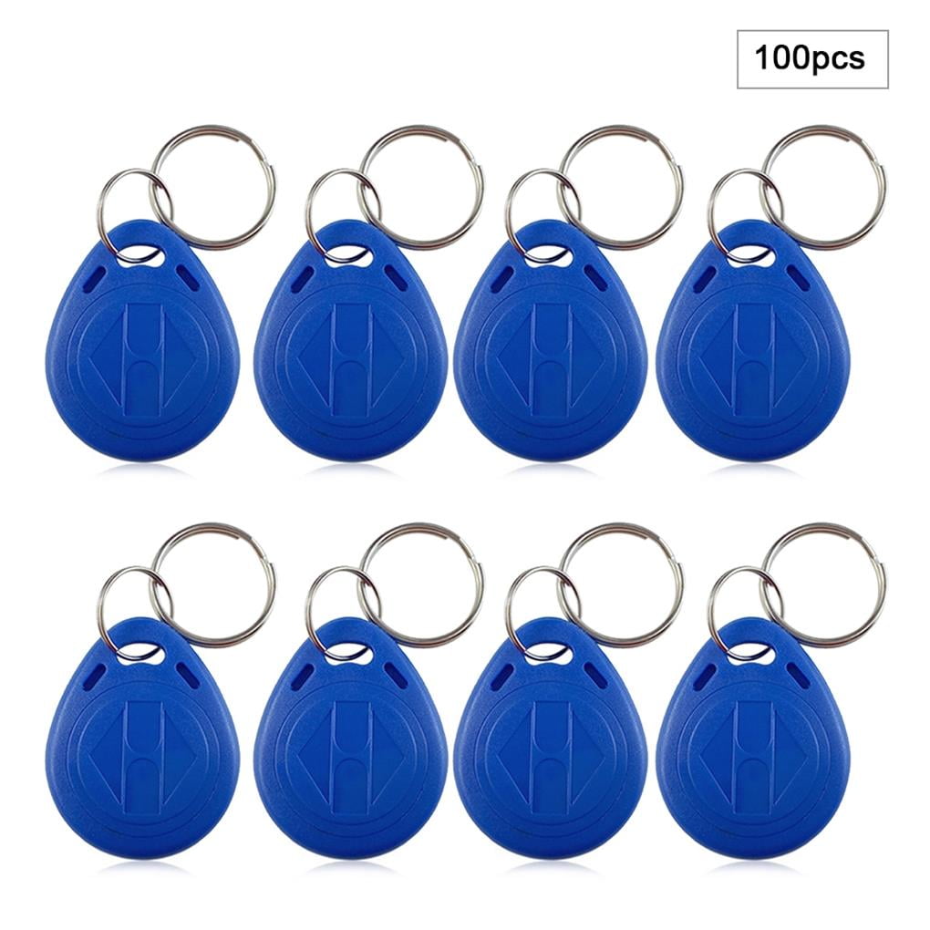100 Pcs Blue Keychains RFID Proximity Card Key for Access Control(ID