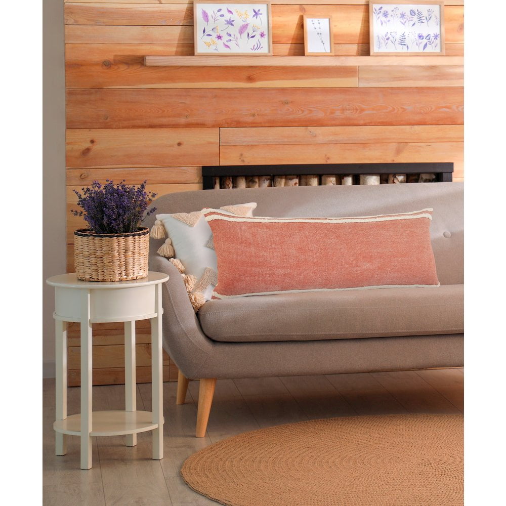 LR Home Soft Striped Cinnamon Lumbar Throw Pillow