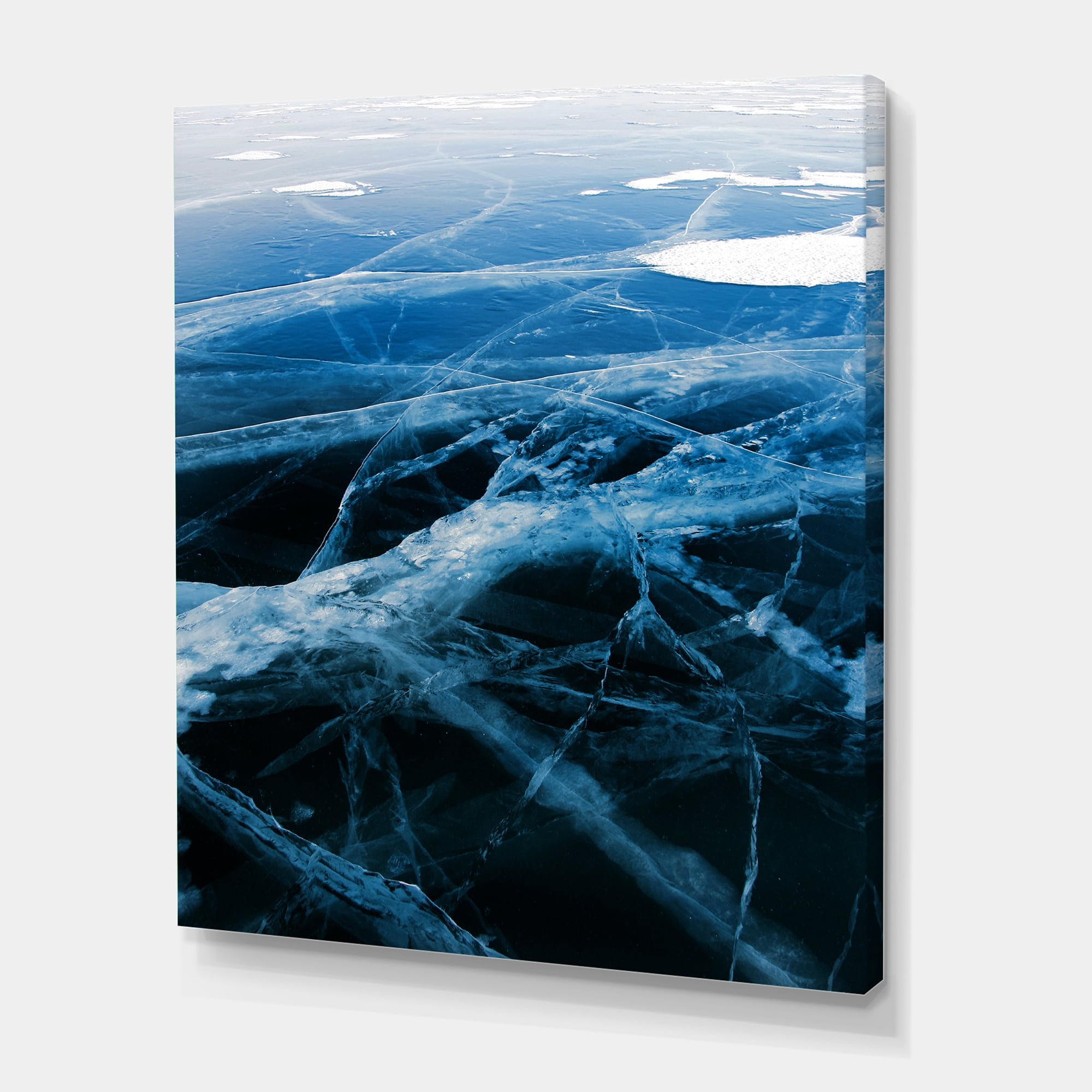 Designart ' White and Blue Ice Structure II ' Modern Canvas Wall Art Print