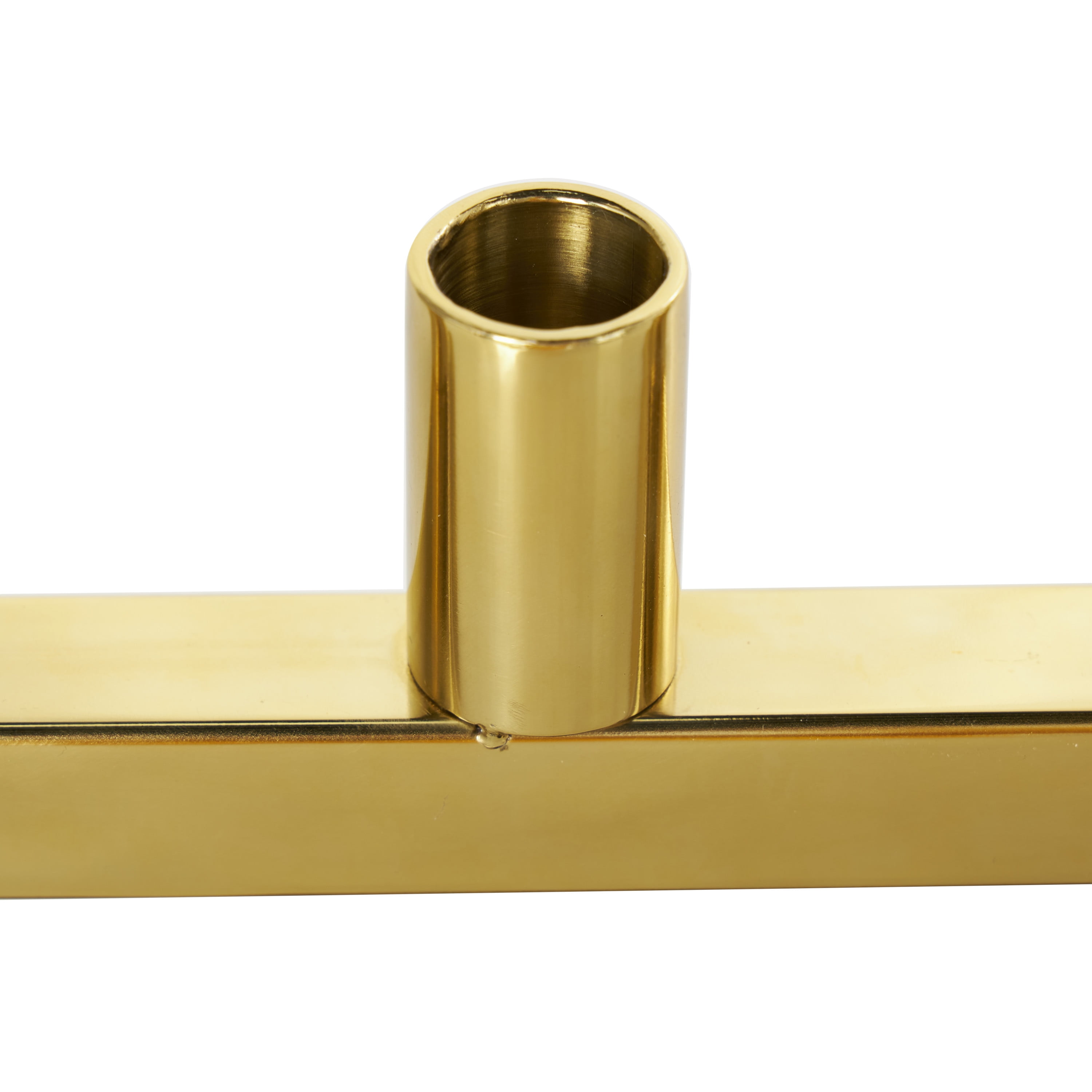 DecMode 7 Holder Gold Stainless Steel Candelabra with Rectangular Frame