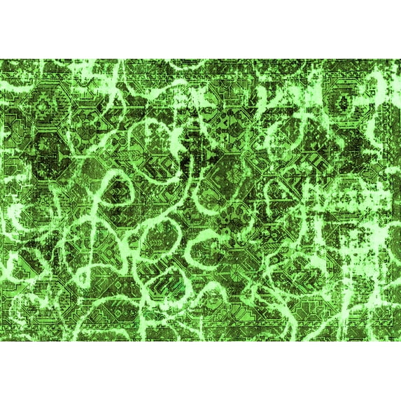 Ahgly Company Indoor Rectangle Abstract Green Modern Area Rugs, 4' x 6'