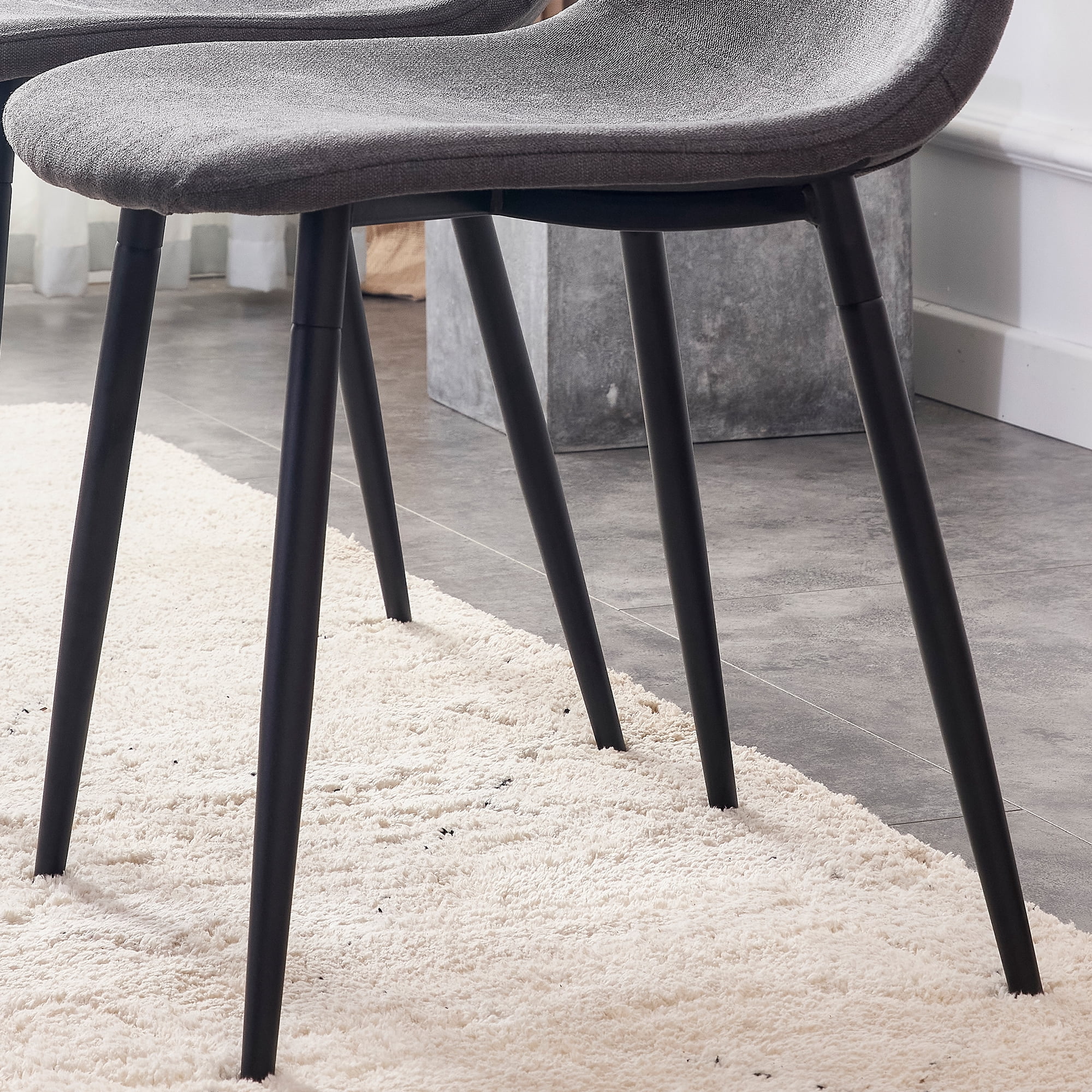 Sailvan Modern Linen Fabric Dining Chairs, 4-Pack, Sturdy Metal Legs with Anti-Slip Feet