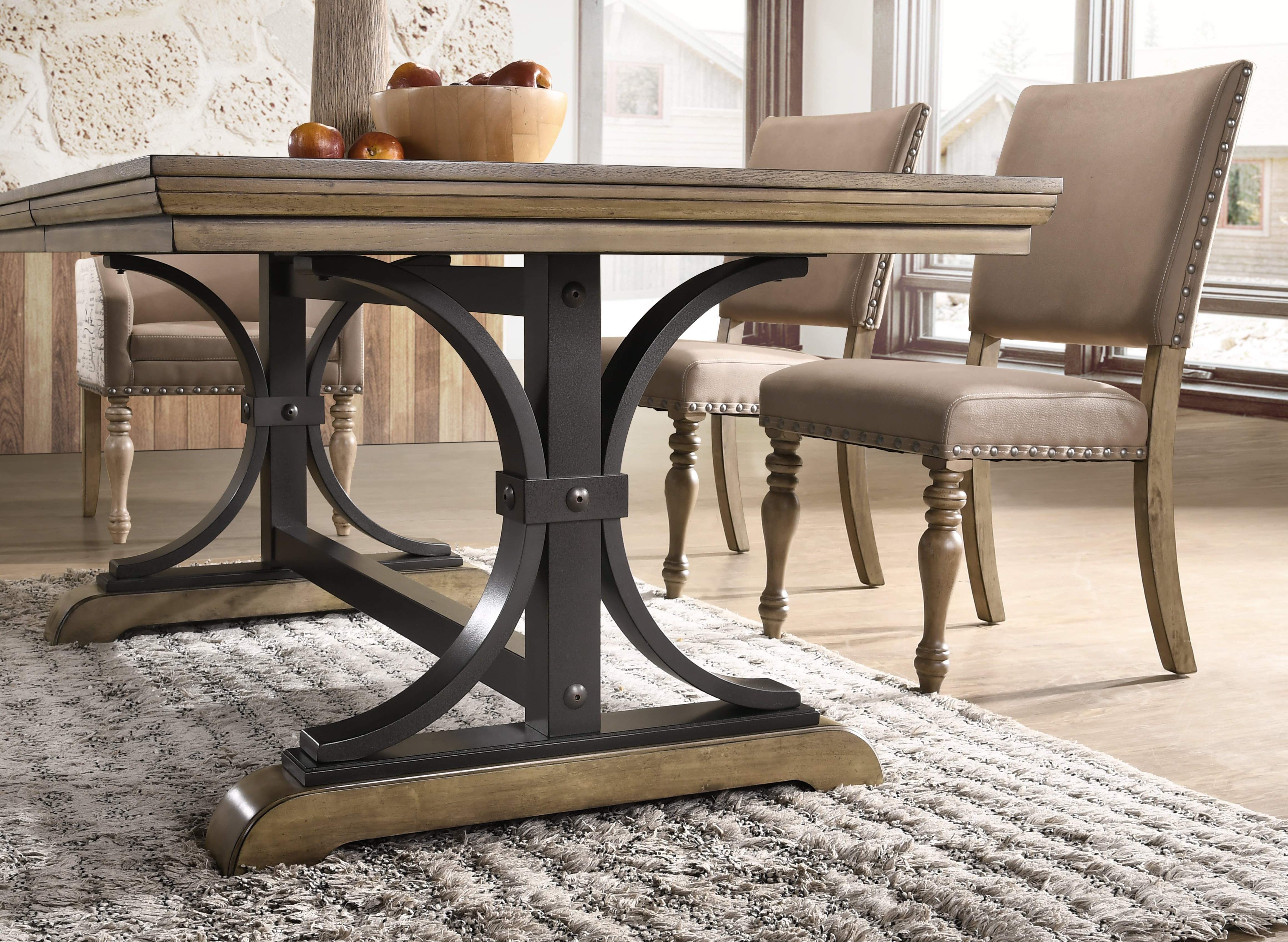 Birmingham 7-Piece Driftwood Finish Butterfly Leaf Table with Nail Birmingham 7-Piece Driftwood Finish Butterfly Leaf Table with Nail