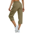 thumbnail image 3 of Mohiass Womens Capris with Pockets Loose Fit Casual Capri Pants Dressy Lightweight Ladies Baggy Cargo Pants for Hiking Army Green M, 3 of 4