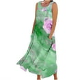 thumbnail image 2 of Robes pour Femmes, Robe Longue Imprimée Sans Manches et en Lin à Col Rond, 2 of 5