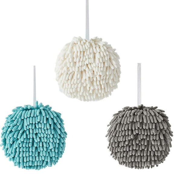 Zhaomeidaxi Hanging Chenille Hand Towel Ball Fast Drying Handball Soft Towel for Kitchen Bathroom