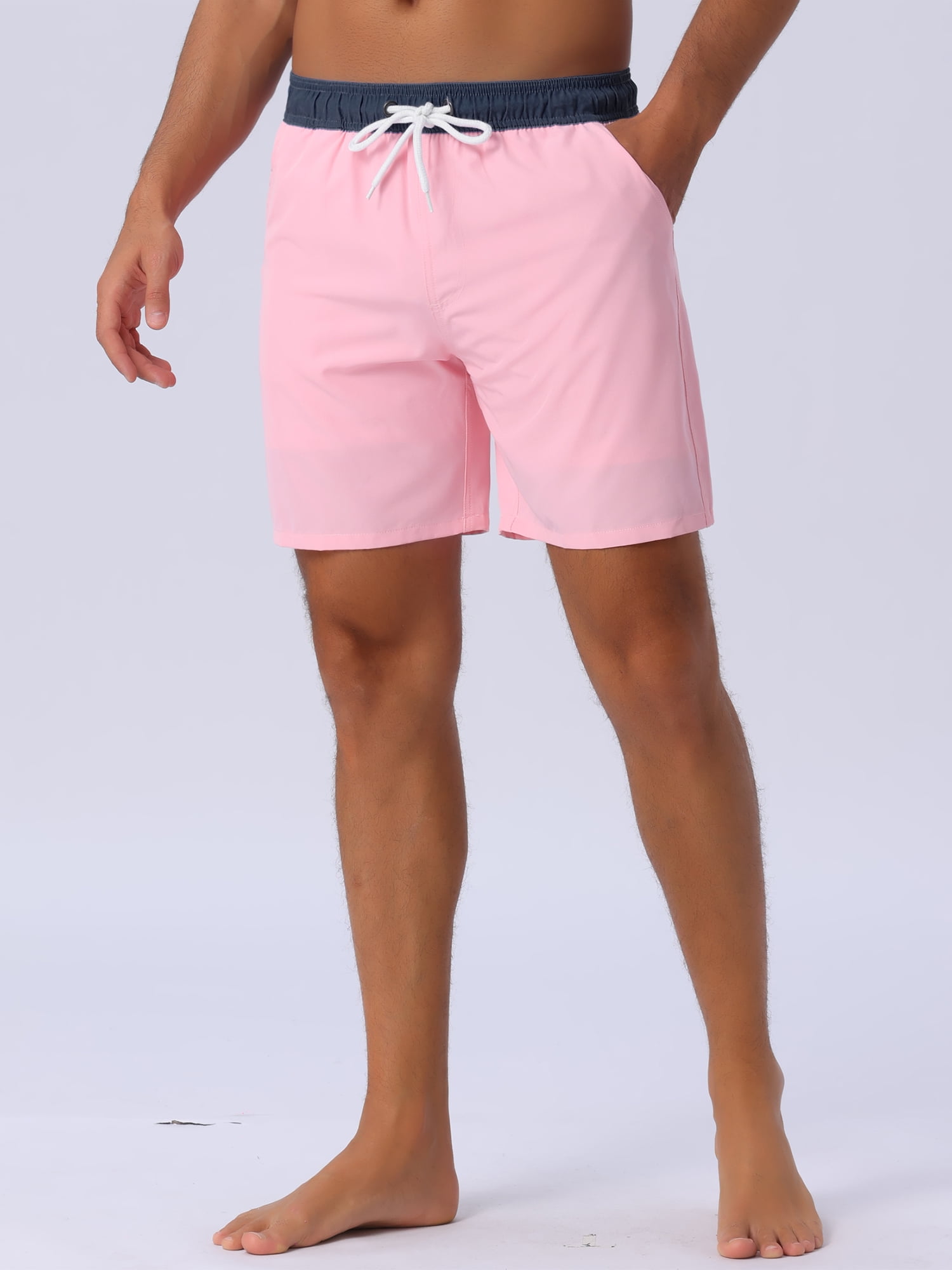 DARING DIVA Men's Lining Surfing Drawstring Swimming Shorts 34 Pink