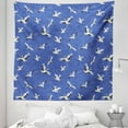 thumbnail image 1 of Asian Blue Tapestry, Japanese Cranes Traditional Vintage Flying Birds and Ornaments, Fabric Wall Hanging Decor for Bedroom Living Room Dorm, 5 Sizes, Dark Violet and Pale Yellow, by Ambesonne, 1 of 1