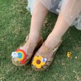 thumbnail image 6 of Fridja Toddler Sandles Girls Jelly Sandals Rubber Sole Closed Toe Princess Flat Rainbow & Flower Summer Shoes, Orange, 2-9 Years Old, 6 of 9