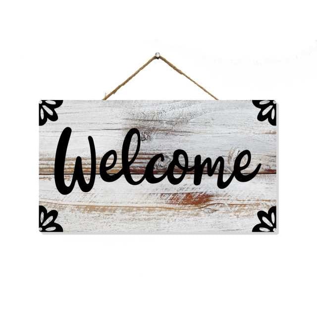 Welcome Sign Plank Wall Hanging Wood Plaque Sign Boards For Doorway Decoration 