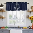 thumbnail image 2 of 2 Pack Coastal Valance for Window Illustration Anchor Rope Dark Blue Kitchen Valance Rod Pocket Short Curtain Topper Decorative Window Treatment for Living Room Bedroom 42"x12", 2 of 8