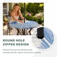 thumbnail image 4 of Round Outdoor Tablecloth with Umbrella Hole and Zipper, Blue Grey Palm Leaves Tablecloth with Elastic Waterproof, Summer Tropical Plants Botanical Patio Table Covers for 45" - 54" Picnic Pool Tables, 4 of 9