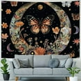 thumbnail image 4 of Creowell  Orange Butterfly Moon Flower Tapestry Boho Floral Plant Tapestries for Bedroom Aesthetic Tapastry's Wall Hanging Mandala Botanical Wall Tapestry for Living Room Dorm  Painting, 4 of 6