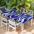 thumbnail image 2 of Blue Moire Table Cloths for 6 Foot Rectangle Tables, Classic Modern Abstract Art Elegant Patio Waterproof Elastic Fitted Tablecloths, Washable Rectangular Table Cover for Camping, 2 of 8