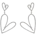 thumbnail image 3 of SEWCHICS Heart Shaped Dangling Earrings Silver 1 Pair 2.8x0.6in, 3 of 8