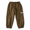 thumbnail image 3 of SILVERCELL Boys and Girls Cargo Pants Cotton Casual Pants Solid Color Elastic Waist Loose Pants for 18M-5T Toddler Kids, 3 of 10