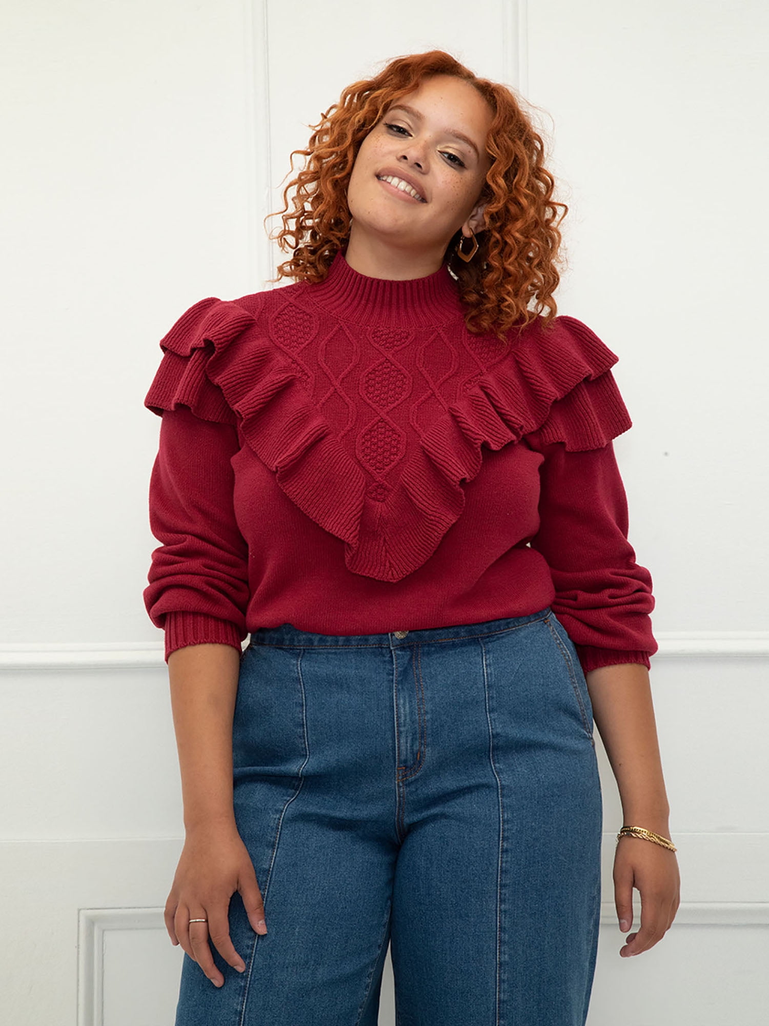 ruffle yoke sweater