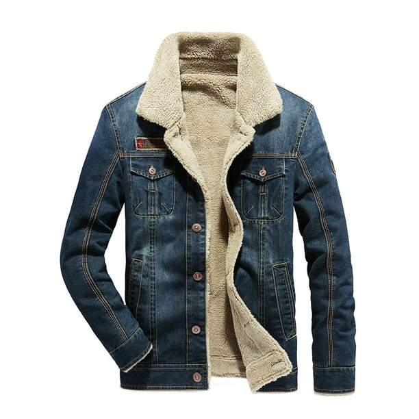 DOWNJAKE - Men' Denim Jacket Sherpa Lined Button Front Outdoor Classic ...