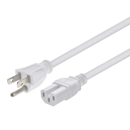 UPC: 0889028173992 | Monoprice Heavy Duty Power Cord – 8 Feet – White | NEMA 5-15P to IEC 60320 C15  14AWG  15A  SJT  125V  For PCs  Monitors  Scanners  and Printers