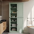 thumbnail image 5 of 100% Solid Wood 32" Bathroom Cabinet with Solid Doors and Adjustable Shelves, 5 of 6