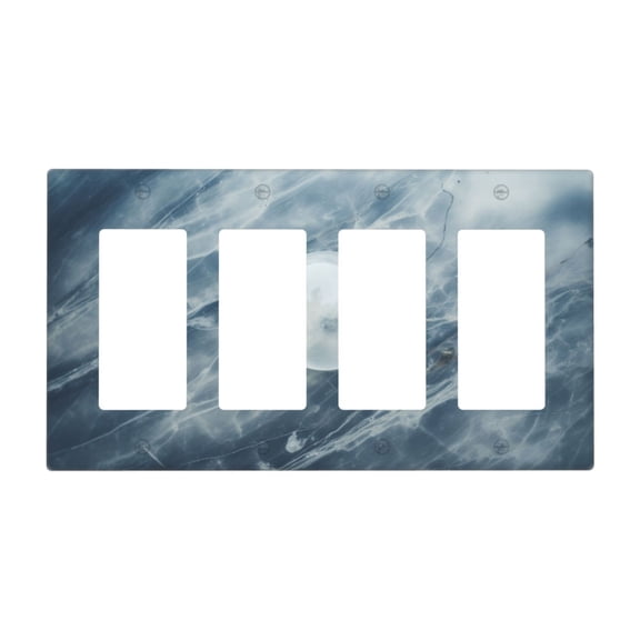 Blue Marble Modern Luxury Switch Cover Decorative Wall Plate / 4-Gang 4-Decor / Standard Size 4.5x8 in