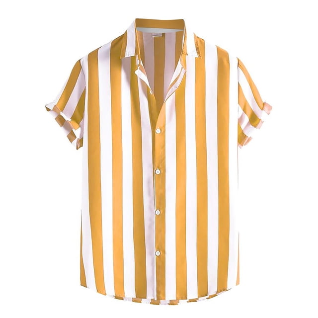 Camisas Para Hombre Casual Camisas casuales para hombre Camisas de playa con botones de manga corta Camisas de verano tropical (Khaki, S)