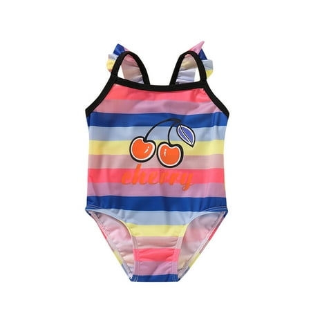 

TAIAOJING Girls Bathing Suit Toddler Baby Kids Stripe Letter One-Piece Beach Swimwear Swimsuit 12-18 Months